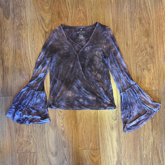 Purple flare sleeved boho top - Picture 4 of 4